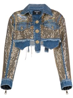 Balmain джинсовая куртка с пайетками