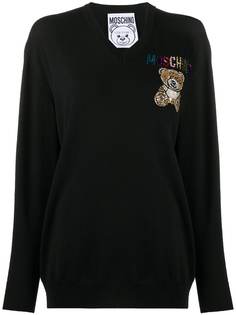 Moschino джемпер с кристаллами и логотипом