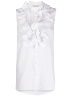 Alexander McQueen блузка без воротника с оборками