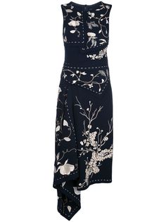 Oscar de la Renta платье асимметричного кроя с вышивкой