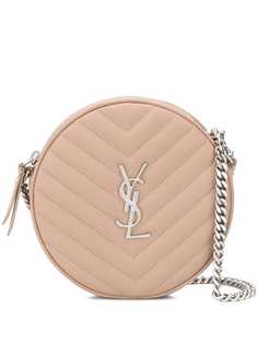 Saint Laurent стеганая сумка через плечо с металлическим логотипом
