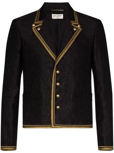 Saint Laurent пиджак в стиле милитари с контрастной окантовкой