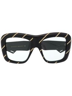 Gucci Eyewear солнцезащитные очки в квадратной оправе с кристаллами