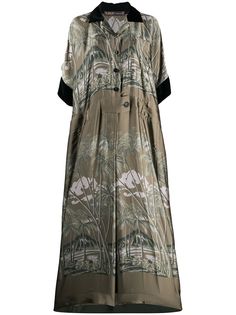 Sacai платье-рубашка макси с принтом