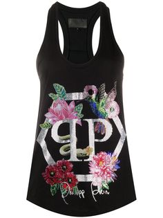 Philipp Plein декорированный топ с цветочным узором