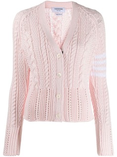 Thom Browne фактурный кардиган с полосками 4-Bar и V-образным вырезом