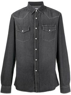Brunello Cucinelli джинсовая рубашка с контрастной строчкой