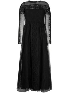RedValentino длинное платье из тюля в технике макраме