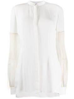 Loewe блузка без воротника с прозрачными рукавами