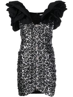 Alessandra Rich платье с оборками и леопардовым принтом