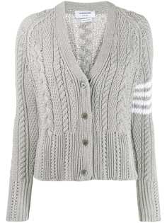 Thom Browne фактурный кардиган с полосками 4-Bar и V-образным вырезом