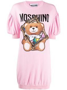 Moschino трикотажное платье Teddy Bear