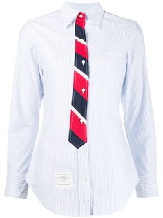 Thom Browne рубашка с завязками и эффектом тромплей