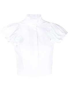 Alexander McQueen укороченная блузка с оборками на рукавах