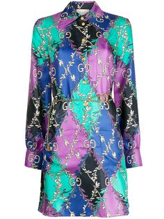 Gucci платье-рубашка Ramage с узором GG Rhombus