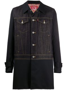 Junya Watanabe MAN пальто с джинсовой вставкой