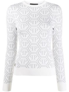 Philipp Plein трикотажный топ с длинными рукавами и логотипом