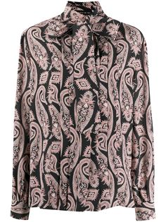 Etro блузка с бантом и принтом пейсли