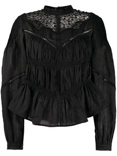 Isabel Marant блузка со сборками и кружевными вставками