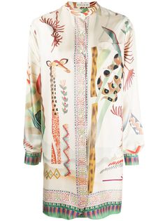 Etro удлиненная рубашка без воротника
