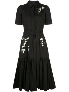 Carolina Herrera платье-рубашка с цветочной вышивкой