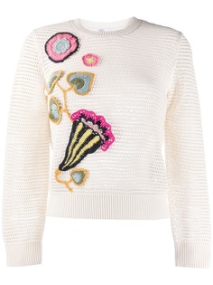 RedValentino трикотажный джемпер с цветочной вышивкой