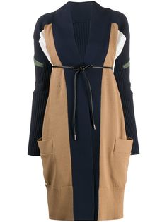 Sacai длинный трикотажный кардиган