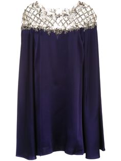 Marchesa платье мини с кейпом