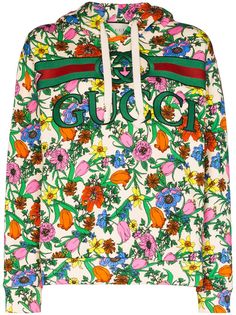 Gucci худи с принтом Flora и вышитым логотипом