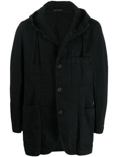 Yohji Yamamoto джинсовое пальто с капюшоном