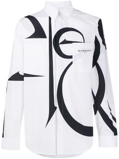 Givenchy рубашка с длинными рукавами и принтом Calligraphy