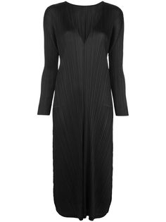 Pleats Please Issey Miyake платье миди с длинными рукавами и плиссировкой