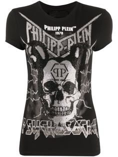 Philipp Plein футболка с принтом Skull и стразами