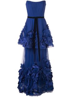 Marchesa Notte ярусное вечернее платье