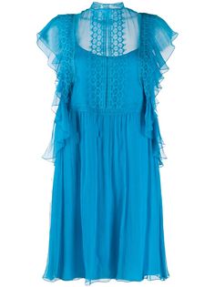 Alberta Ferretti платье мини с оборками на рукавах