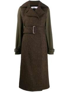 Victoria Beckham длинное пальто с контрастными рукавами