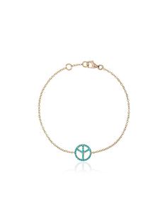 Rosa De La Cruz 18k gold bracelet with turquoise peace charm