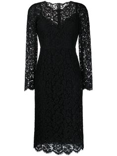 Dolce & Gabbana платье из цветочного кружева с длинными рукавами