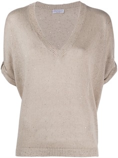 Brunello Cucinelli топ свободного кроя с пайетками