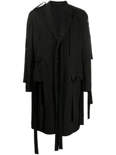 Yohji Yamamoto однобортное пальто с ремешками