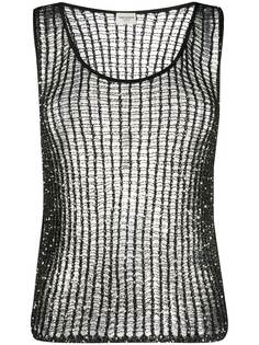 Saint Laurent сетчатый топ без рукавов с пайетками