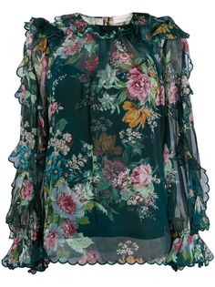 Zimmermann шифоновая блузка Daphner с цветочным принтом