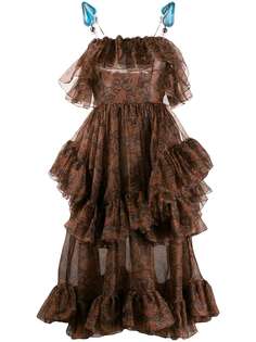 Christopher Kane платье из органзы с оборками и принтом пейсли