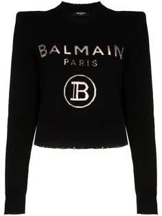 Balmain вязаный джемпер с логотипом