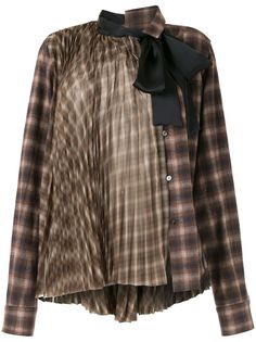 Sacai фланелевая рубашка с шифоновыми вставками