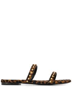 Saint Laurent сандалии с леопардовым принтом и заклепками