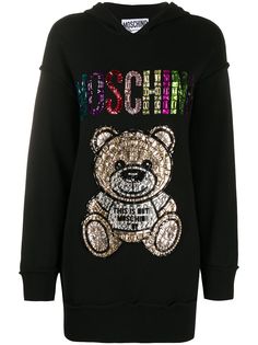 Moschino длинное худи с кристаллами и логотипом