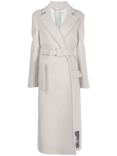 Off-White пальто с принтом и поясом