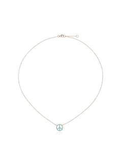 Rosa De La Cruz 18k gold necklace with turquoise peace pendant