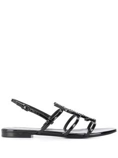 Saint Laurent сандалии с металлическим логотипом